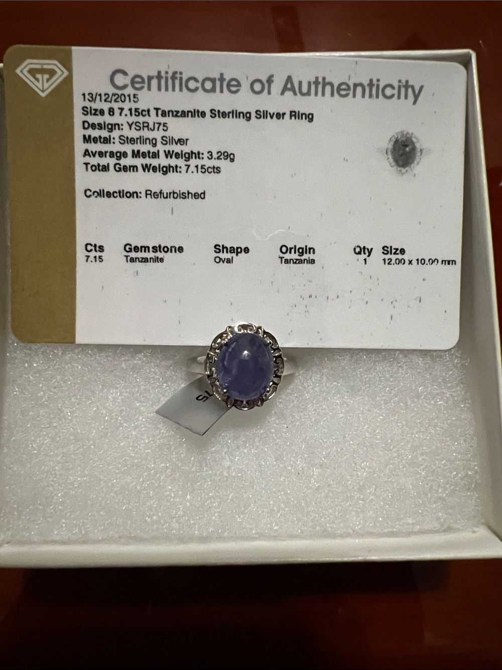 Sterling Silver Tanzanite Oval Ring - Purple